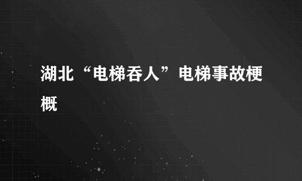 湖北“电梯吞人”电梯事故梗概
