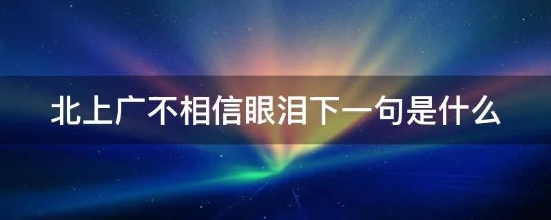 北上广不相信眼泪下一句是什么