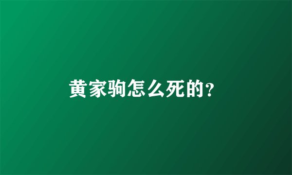 黄家驹怎么死的？