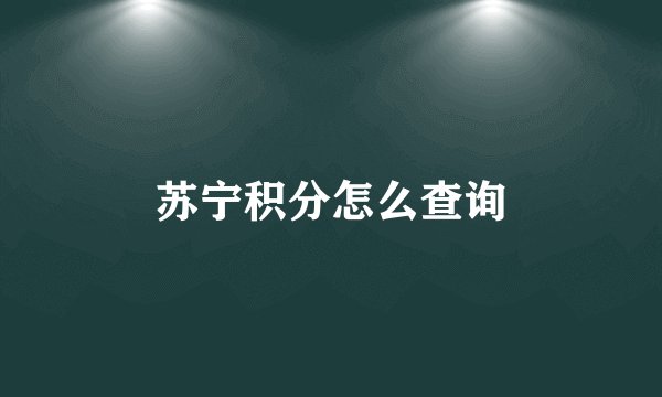 苏宁积分怎么查询