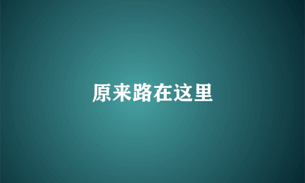 原来路在这里