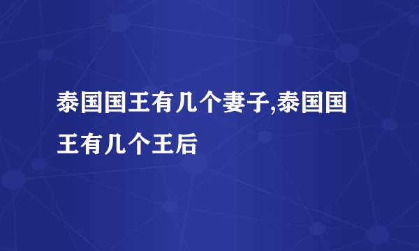 泰国国王有几个妻子,泰国国王有几个王后