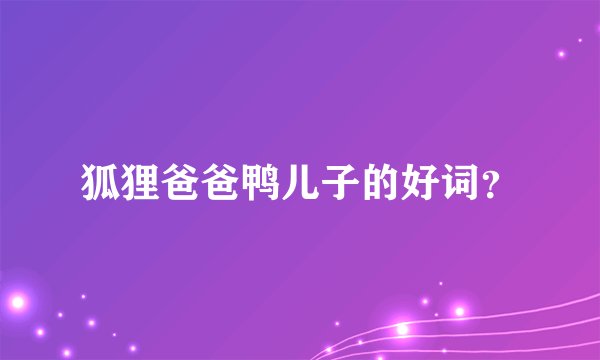 狐狸爸爸鸭儿子的好词？