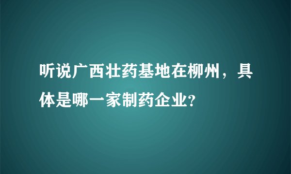 听说广西壮药基地在柳州，具体是哪一家制药企业？