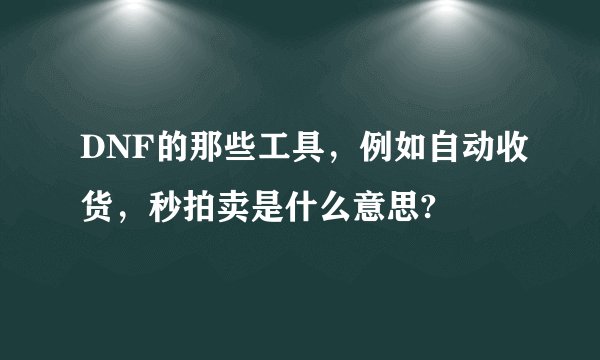 DNF的那些工具，例如自动收货，秒拍卖是什么意思?
