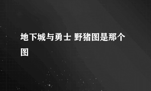 地下城与勇士 野猪图是那个图