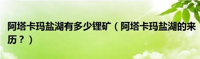 阿塔卡玛盐湖有多少锂矿（阿塔卡玛盐湖的来历？）