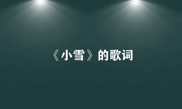 《小雪》的歌词