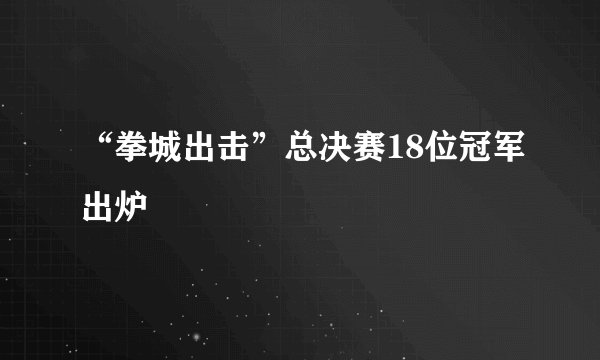 “拳城出击”总决赛18位冠军出炉