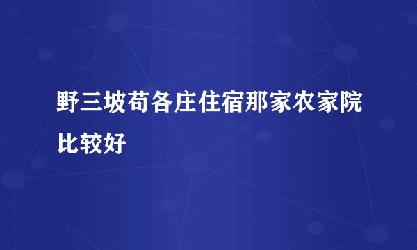 野三坡苟各庄住宿那家农家院比较好