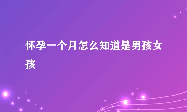 怀孕一个月怎么知道是男孩女孩