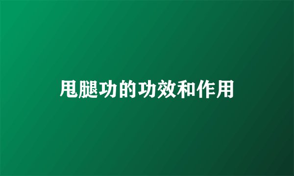 甩腿功的功效和作用
