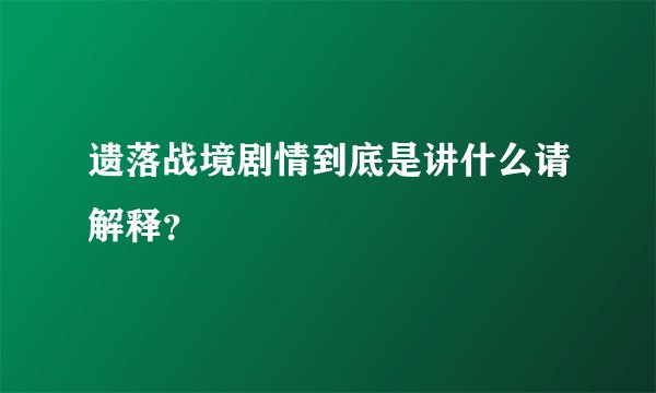 遗落战境剧情到底是讲什么请解释？