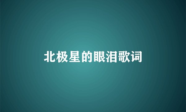 北极星的眼泪歌词