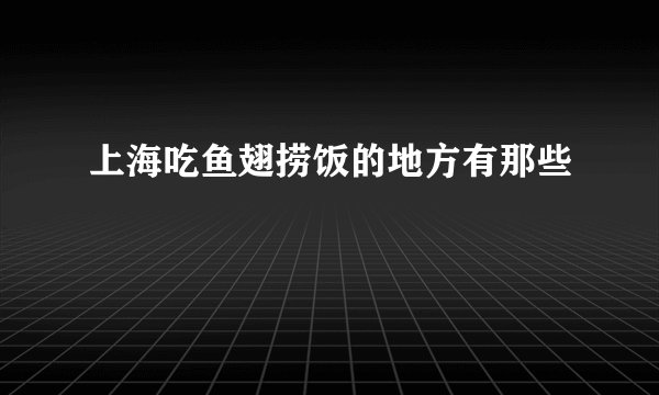 上海吃鱼翅捞饭的地方有那些
