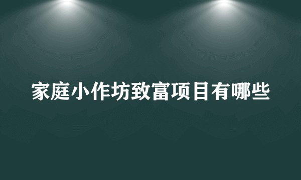 家庭小作坊致富项目有哪些