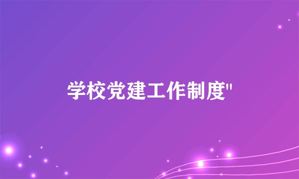 学校党建工作制度