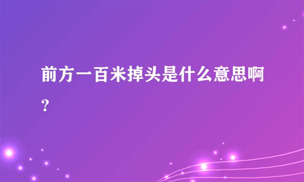 前方一百米掉头是什么意思啊？