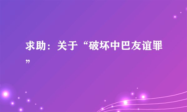 求助：关于“破坏中巴友谊罪”