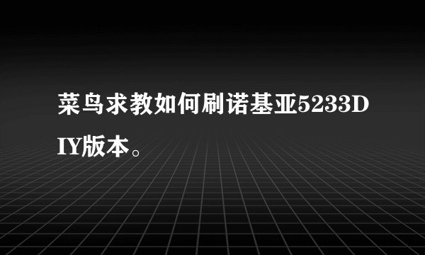 菜鸟求教如何刷诺基亚5233DIY版本。
