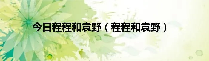 今日程程和袁野（程程和袁野）