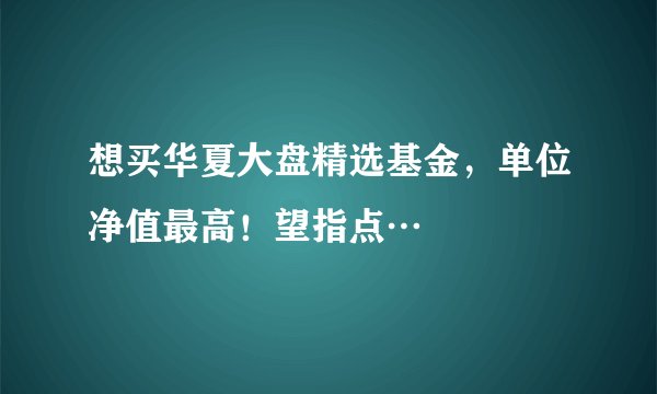 想买华夏大盘精选基金，单位净值最高！望指点…
