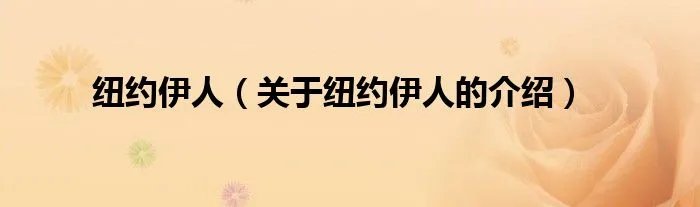 纽约伊人（关于纽约伊人的介绍）