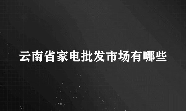 云南省家电批发市场有哪些