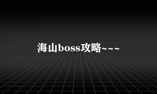 海山boss攻略~~~