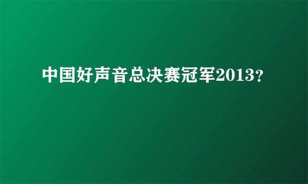 中国好声音总决赛冠军2013？