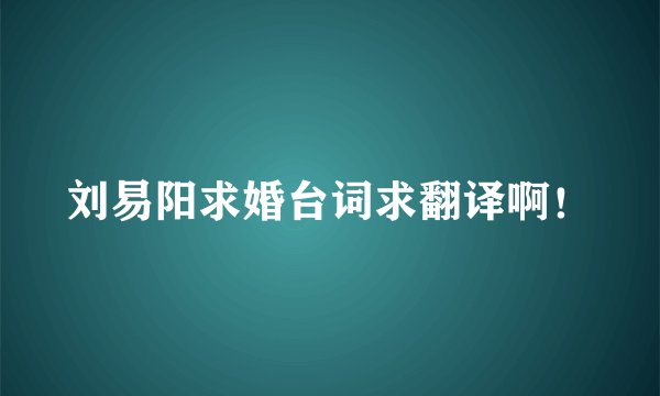 刘易阳求婚台词求翻译啊!