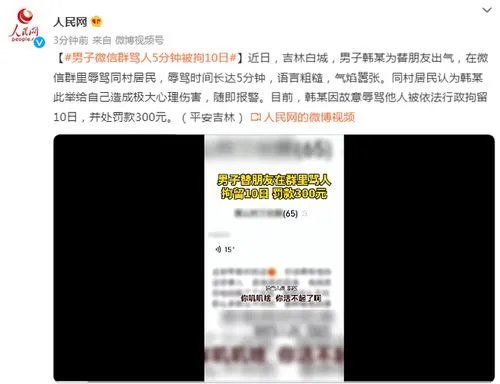 吉林一男子替朋友在微信群骂人5分钟,被拘留10天,骂人也是违法行为吗?
