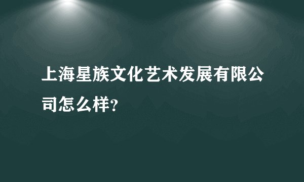 上海星族文化艺术发展有限公司怎么样？
