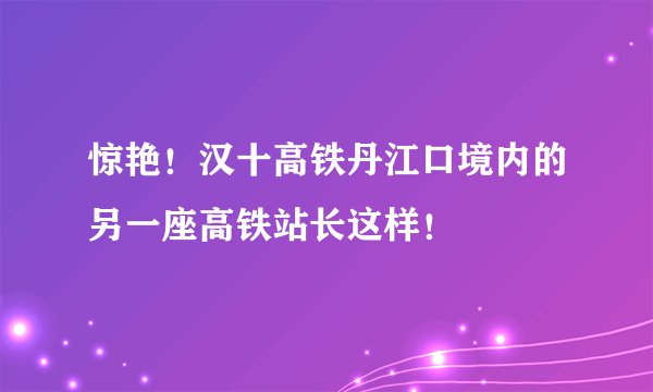 惊艳!汉十高铁丹江口境内的另一座高铁站长这样!