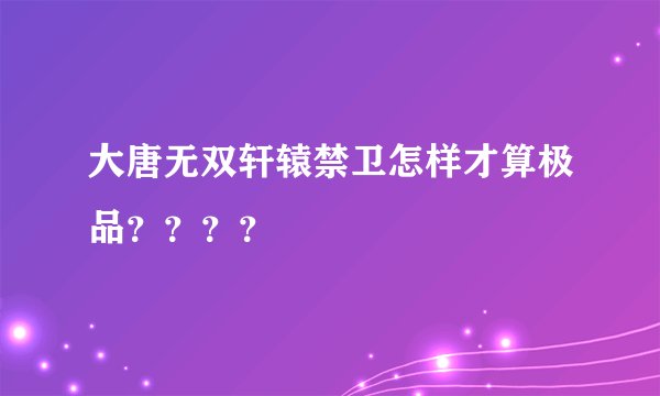大唐无双轩辕禁卫怎样才算极品？？？？
