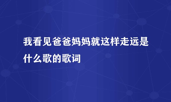 我看见爸爸妈妈就这样走远是什么歌的歌词
