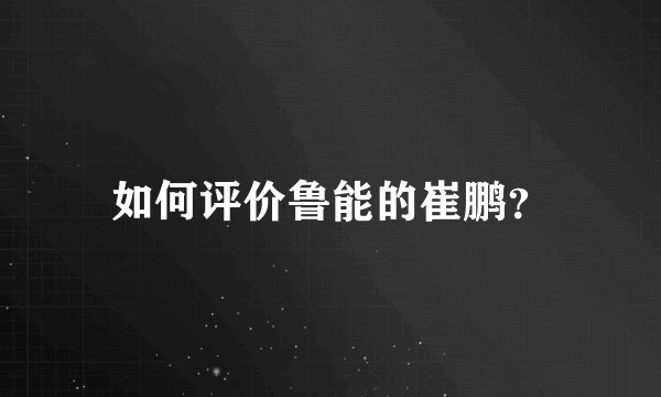如何评价鲁能的崔鹏？