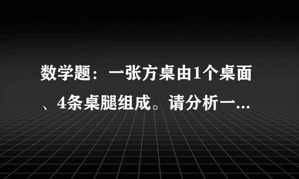 数学题：一张方桌由1个桌面、4条桌腿组成。请分析一下，无分析者无分。加油哟