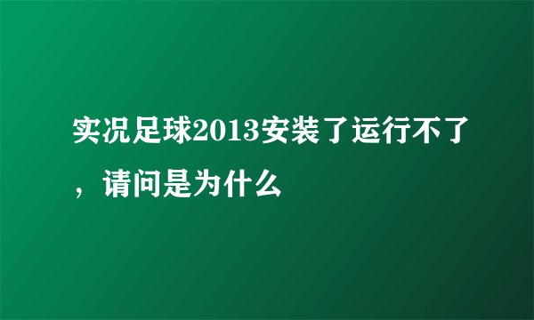 实况足球2013安装了运行不了，请问是为什么