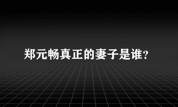 郑元畅真正的妻子是谁？
