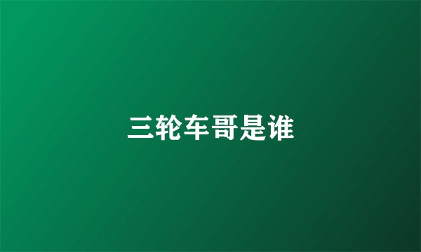 三轮车哥是谁