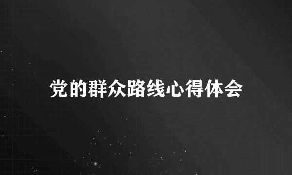 党的群众路线心得体会