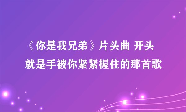 《你是我兄弟》片头曲 开头就是手被你紧紧握住的那首歌