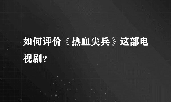 如何评价《热血尖兵》这部电视剧？