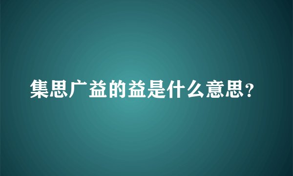 集思广益的益是什么意思？