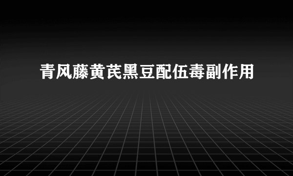 青风藤黄芪黑豆配伍毒副作用