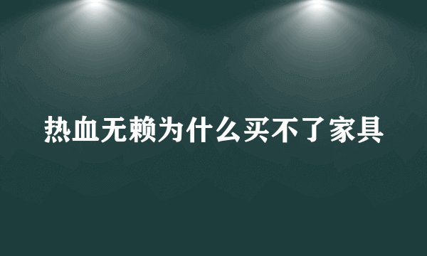 热血无赖为什么买不了家具