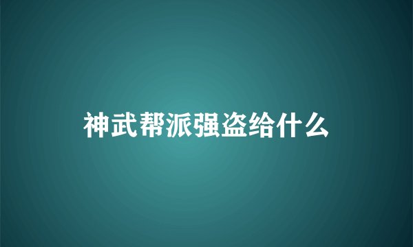 神武帮派强盗给什么