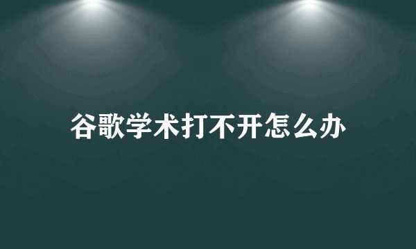 谷歌学术打不开怎么办