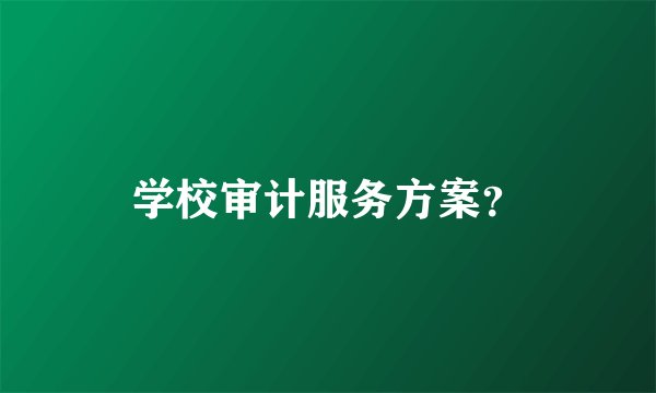 学校审计服务方案?